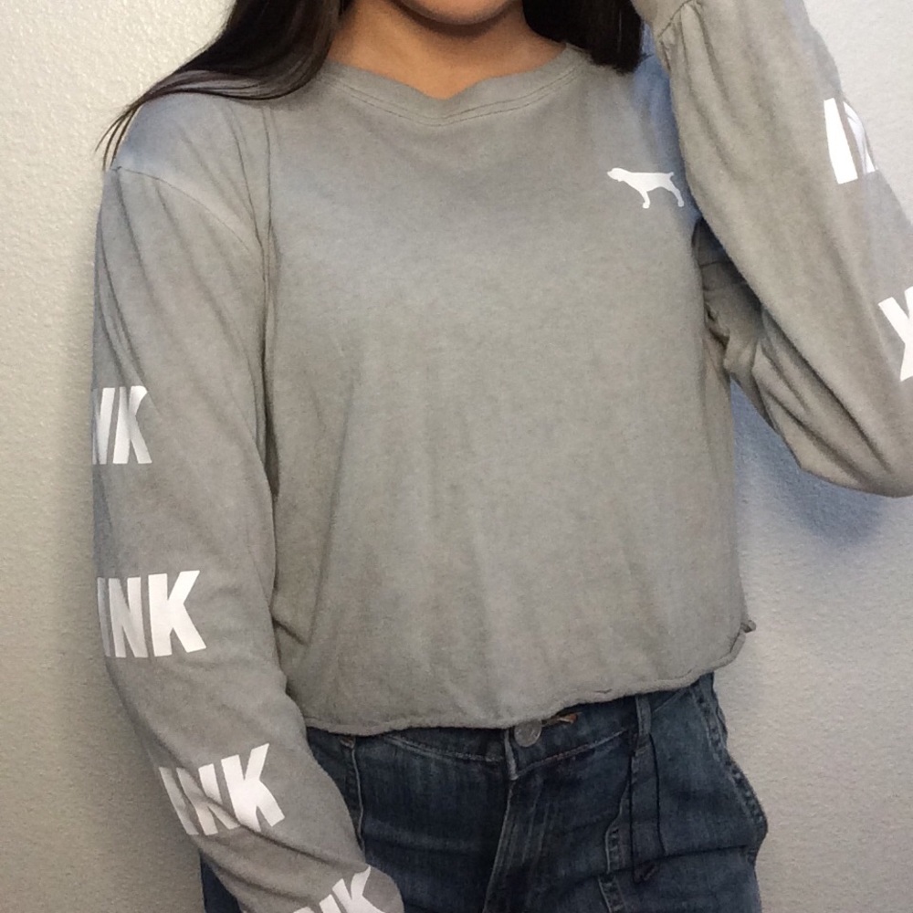 PINK long sleeve crop top